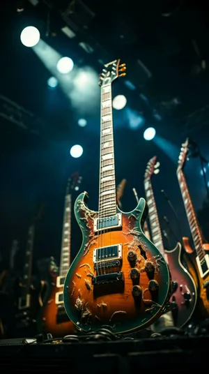 Vintage Electric Guitar On Stage Wallpaper