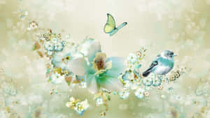 Vintage Floral Birdand Butterfly Wallpaper