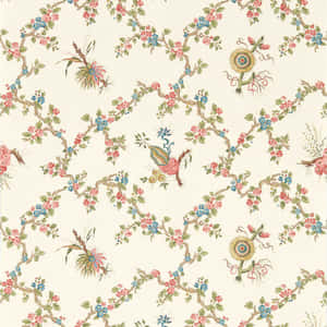 Vintage Floral Fabric Pattern Wallpaper