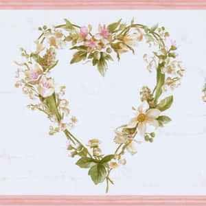 Vintage Floral Heart Wreath Wallpaper