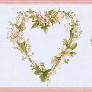 Vintage Floral Heart Wreath Wallpaper