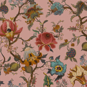 Vintage Floral Pattern Blush Background Wallpaper