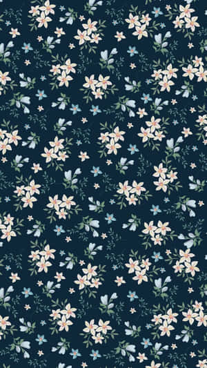 Vintage Floral Pattern Dark Background Wallpaper