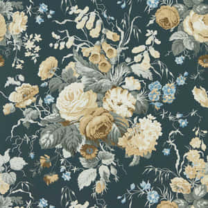 Vintage Floral Pattern Dark Background Wallpaper