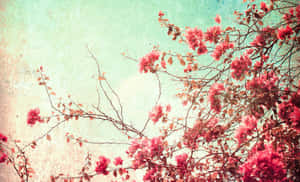 Vintage Floral Sky Texture Wallpaper