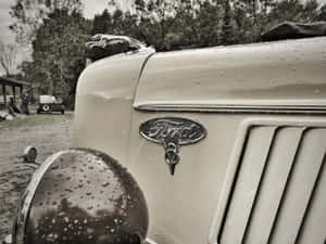 Vintage Ford Hood Ornament Raindrops Wallpaper