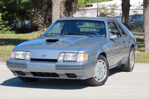 Vintage Ford Mustang S V O Silver Wallpaper