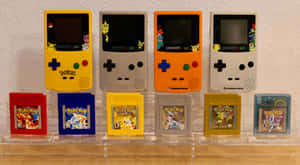 Vintage Gameboy Color Pokemon Cartridges Collection Wallpaper