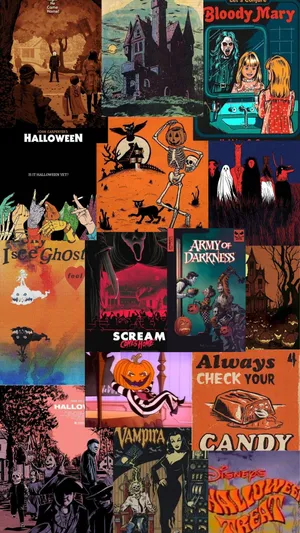 Vintage Halloween Collage Aesthetic Wallpaper