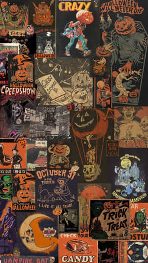 Vintage Halloween Collage Aesthetic Wallpaper