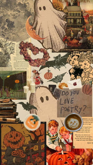 Vintage Halloween Collage Aesthetic.jpg Wallpaper