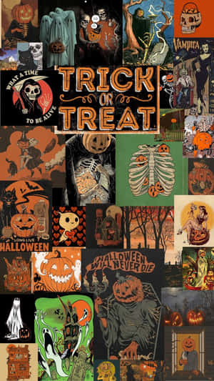 Vintage Halloween Collage Aesthetic Wallpaper