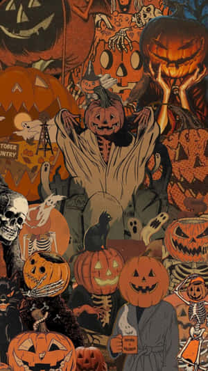 Vintage Halloween Collage Aesthetic Wallpaper