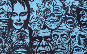 Vintage Halloween Horrors Artwork Wallpaper