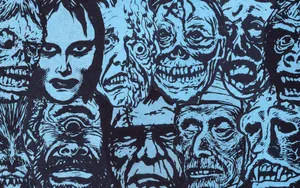 Vintage Halloween Horrors Artwork Wallpaper