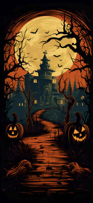 Vintage Halloween Mansioni Phone Wallpaper Wallpaper