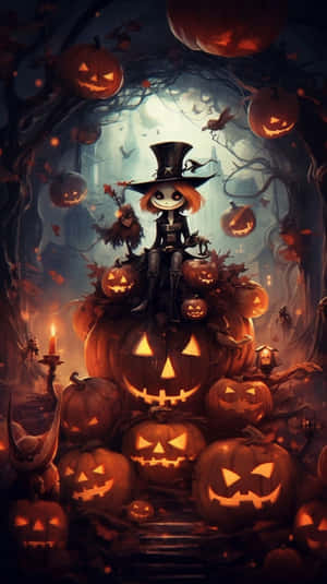 Vintage Halloween Pumpkin Kingi Phone Wallpaper Wallpaper