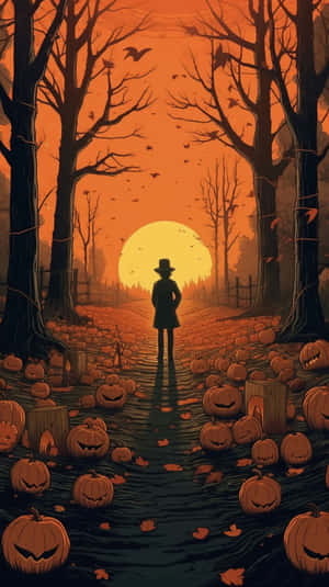 Vintage Halloween Pumpkin Pathi Phone Wallpaper Wallpaper