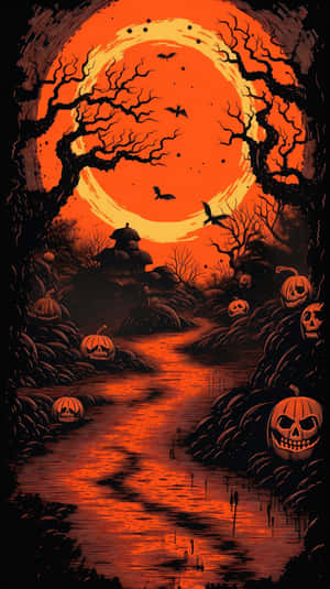 Vintage Halloween Pumpkin Pathway Wallpaper