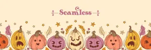 Vintage Halloween Pumpkin Pattern Banner Wallpaper