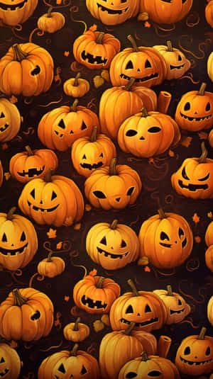 Vintage Halloween Pumpkin Patterni Phone Wallpaper Wallpaper