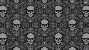 Vintage Halloween Skull Pattern Wallpaper