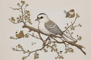 Vintage Illustrated Birdon Branch Wallpaper