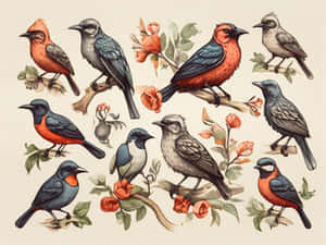 Vintage_ Illustrated_ Birds_ Collection.jpg Wallpaper