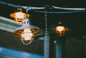 Vintage Industrial Hanging Lamps Wallpaper