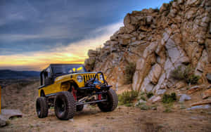 Vintage Jeep Cj Off-roading Adventure Wallpaper