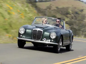 Vintage Lancia Aurelia Convertible Road Trip Wallpaper