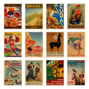 Vintage Latin American Travel Posters Collection Wallpaper