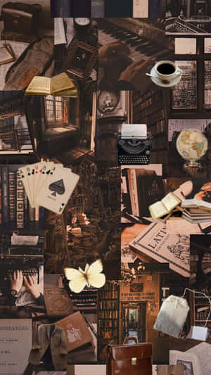 Vintage Literary Collage Dark Aesthetic.jpg Wallpaper