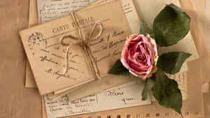 Vintage Love Letters With Rose Wallpaper
