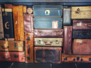 Vintage Luggage Collection Wall Display Wallpaper