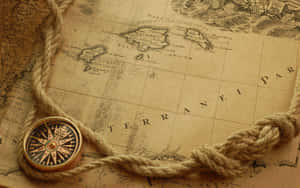 Vintage Mapand Compasswith Rope Wallpaper