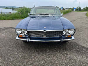 Vintage Maserati Mexico Blue Front View Wallpaper