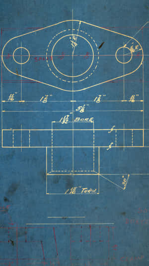 Vintage Mechanical Part Blueprint Wallpaper