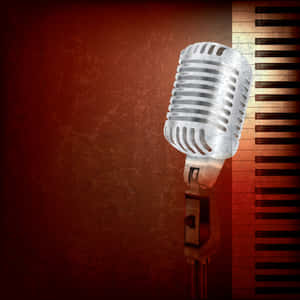 Vintage Microphoneand Piano Keys Artwork Wallpaper