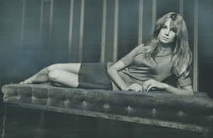 Vintage Model Recliningon Bench Wallpaper