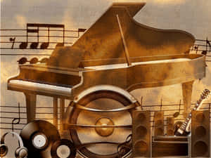 Vintage Music Collage Wallpaper