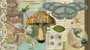 Vintage Nature Collage Wallpaper