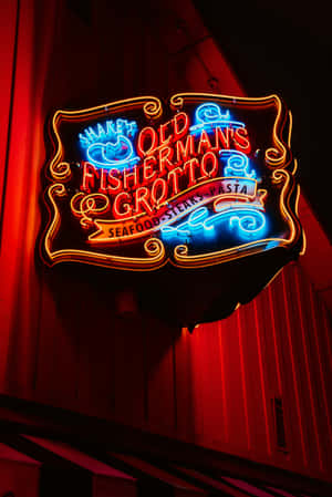 Vintage Neon Seafood Restaurant Sign Wallpaper