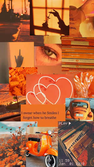 Vintage Orange Aesthetic Collage Wallpaper