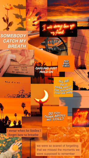 Vintage Orange Aesthetic Collage Wallpaper