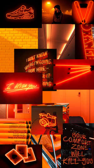 Vintage Orange Aesthetic Collage Wallpaper