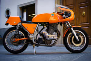 Vintage Orange Laverda Motorcycle Wallpaper