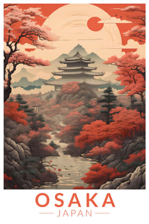 Vintage Osaka Japan Travel Poster Wallpaper