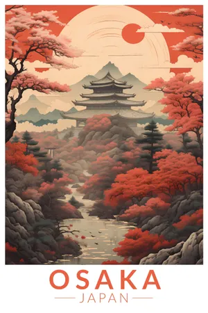 Vintage Osaka Japan Travel Poster Wallpaper