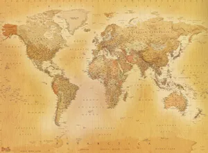 Vintage Parchment World Map Wallpaper